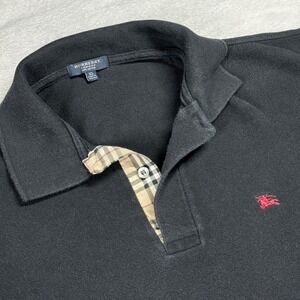 Burberry Black Polo with Beige Check Trim